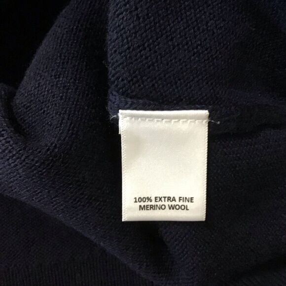 Cremieux Classics Merino Wool Sweater XL Shawl Collar Navy - Picture 6 of 7